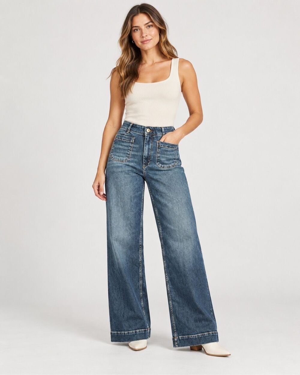 Maeve Anthropologie Colette Full Length High Rise Wide Leg Jeans Blue 26